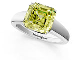 White gold Fancy Yellow Asscher  Solitaire Diamond Ring with Tapered Band and Four-Prong Setting_67