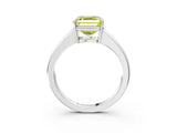 White gold Fancy Yellow Asscher  Solitaire Diamond Ring with Tapered Band and Four-Prong Setting_69
