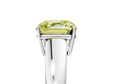 White gold Fancy Yellow Asscher  Solitaire Diamond Ring with Tapered Band and Four-Prong Setting_71