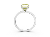 White gold Fancy Yellow Asscher  Solitaire Diamond Ring with Thin Band and Four-Prong Setting_40