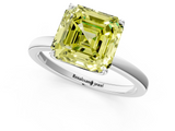 White gold Fancy Yellow Asscher  Solitaire Diamond Ring with Thin Band and Four-Prong Setting_45