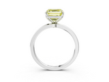 White gold Fancy Yellow Asscher  Solitaire Diamond Ring with Thin Band and Four-Prong Setting_47