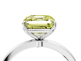 White gold Fancy Yellow Asscher  Solitaire Diamond Ring with Thin Band and Four-Prong Setting_55