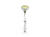 White gold Fancy Yellow Asscher  Solitaire Diamond Ring with Thin Band and Four-Prong Setting_92