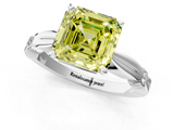 White gold Fancy Yellow Asscher  Solitaire Diamond Twisted Band with Four-Prong Setting_1