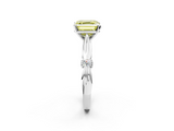 White gold Fancy Yellow Asscher  Solitaire Diamond Twisted Band with Four-Prong Setting_2