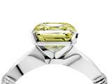 White gold Fancy Yellow Asscher  Solitaire Diamond Twisted Band with Four-Prong Setting_4