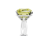 White gold Fancy Yellow Asscher  Solitaire Diamond Twisted Band with Four-Prong Setting_5