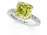 White gold Fancy Yellow Asscher  Solitaire Diamond with Pavé Band and Four-Prong Setting_18