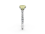 White gold Fancy Yellow Asscher  Solitaire Diamond with Pavé Band and Four-Prong Setting_19