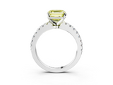White gold Fancy Yellow Asscher  Solitaire Diamond with Pavé Band and Four-Prong Setting_20
