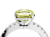 White gold Fancy Yellow Asscher  Solitaire Diamond with Pavé Band and Four-Prong Setting_21