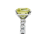 White gold Fancy Yellow Asscher  Solitaire Diamond with Pavé Band and Four-Prong Setting_22