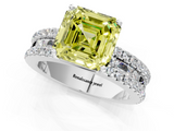 White gold Fancy Yellow Asscher  Solitaire Diamond with Pave and Channel Set Band_18