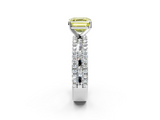 White gold Fancy Yellow Asscher  Solitaire Diamond with Pave and Channel Set Band_18
