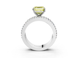 White gold Fancy Yellow Asscher  Solitaire Diamond with Pave and Channel Set Band_19