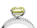 White gold Fancy Yellow Asscher  Solitaire Diamond with Pave and Channel Set Band_21
