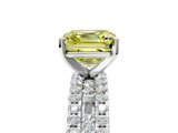 White gold Fancy Yellow Asscher  Solitaire Diamond with Pave and Channel Set Band_22