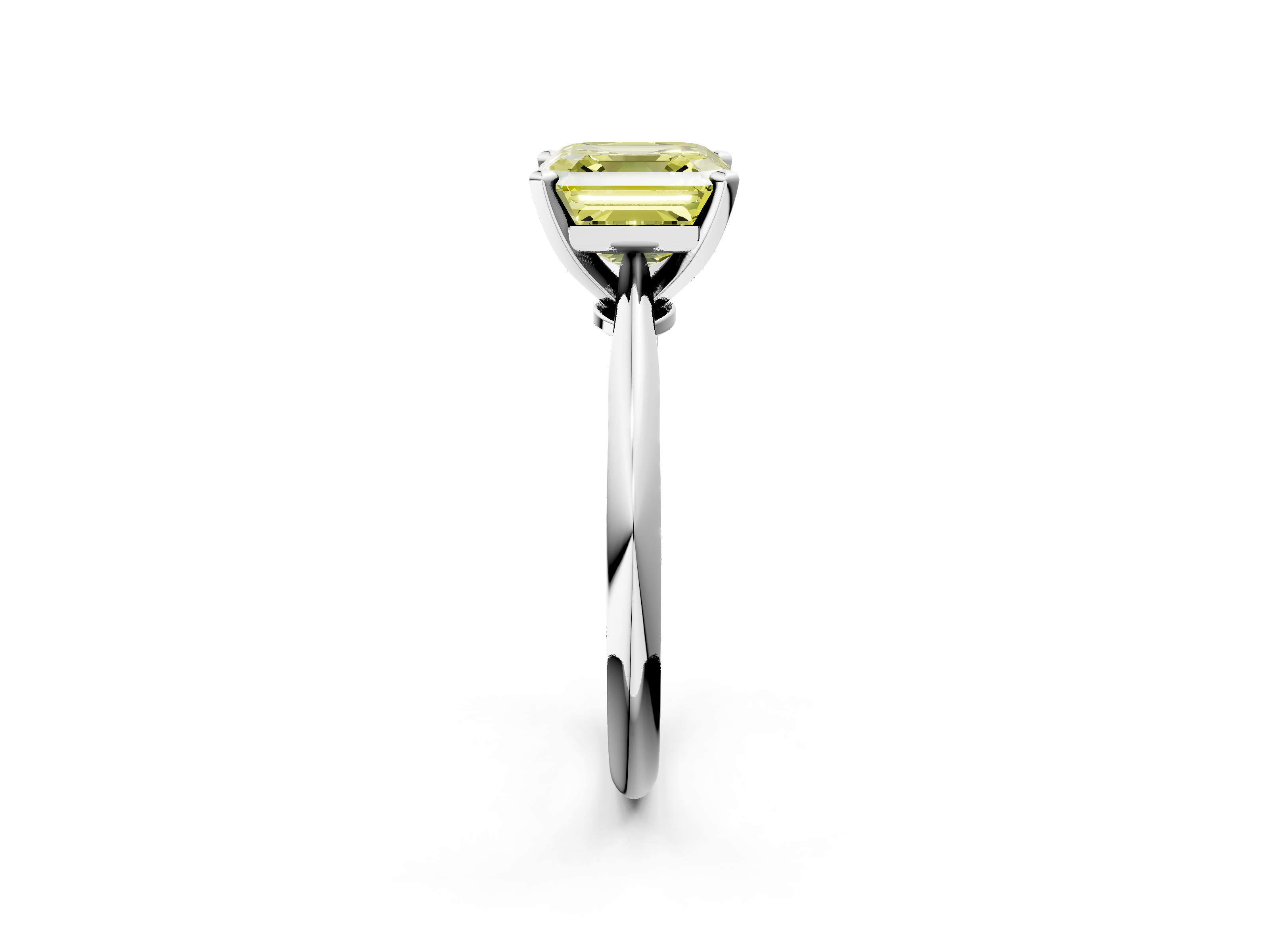 White gold Fancy Yellow Asscher  Solitaire Engagement Ring with Classic Band and Four-Prong Setting_19