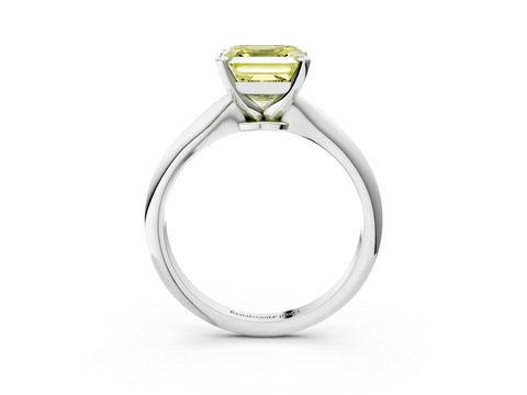 White gold Fancy Yellow Asscher  Solitaire Engagement Ring with Classic Band and Four-Prong Setting_20