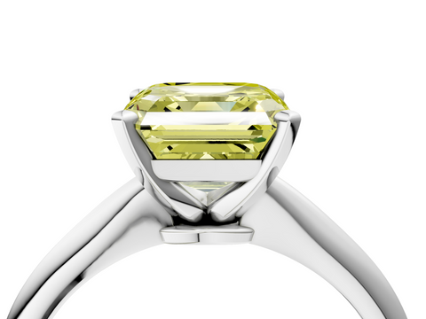 White gold Fancy Yellow Asscher  Solitaire Engagement Ring with Classic Band and Four-Prong Setting_21