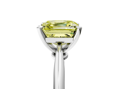 White gold Fancy Yellow Asscher  Solitaire Engagement Ring with Classic Band and Four-Prong Setting_22