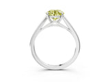 White gold Fancy Yellow Asscher  Solitaire Engagement Ring with Four-Prong Setting and Classic Band 4