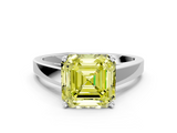 White gold Fancy Yellow Asscher  Solitaire Engagement Ring with Four-Prong Setting and Tapered Band_20