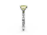 White gold Fancy Yellow Asscher  Solitaire Engagement Ring with Scrollwork Band and Four-Prong Setting_19