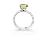 White gold Fancy Yellow Asscher  Solitaire Engagement Ring with Scrollwork Band and Four-Prong Setting_20