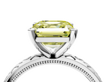 White gold Fancy Yellow Asscher  Solitaire Engagement Ring with Scrollwork Band and Four-Prong Setting_21