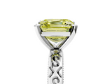 White gold Fancy Yellow Asscher  Solitaire Engagement Ring with Scrollwork Band and Four-Prong Setting_22