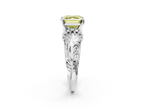 White gold Fancy Yellow Asscher  Solitaire Filigree Engagement Ring with Halo and Prong Setting_19