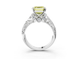 White gold Fancy Yellow Asscher  Solitaire Filigree Engagement Ring with Halo and Prong Setting_20