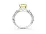 White gold Fancy Yellow Asscher  Solitaire Floral Milgrain Engagement Ring_22