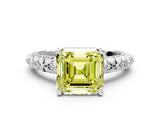 White gold Fancy Yellow Asscher  Solitaire Floral Milgrain Engagement Ring_31