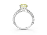 White gold Fancy Yellow Asscher  Solitaire Floral Milgrain Engagement Ring_34