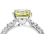 White gold Fancy Yellow Asscher  Solitaire Floral Milgrain Engagement Ring_35