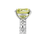 White gold Fancy Yellow Asscher  Solitaire Floral Milgrain Engagement Ring_36