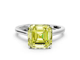 White gold Fancy Yellow Asscher  Solitaire Heart Prong Engagement Ring with Tapered Band_72