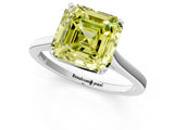 White gold Fancy Yellow Asscher  Solitaire Heart Prong Engagement Ring with Tapered Band_74