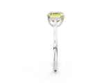 White gold Fancy Yellow Asscher  Solitaire Heart Prong Engagement Ring with Tapered Band_74