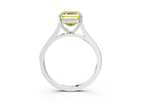 White gold Fancy Yellow Asscher  Solitaire Heart Prong Engagement Ring with Tapered Band_75