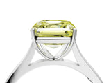 White gold Fancy Yellow Asscher  Solitaire Heart Prong Engagement Ring with Tapered Band_76