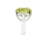 White gold Fancy Yellow Asscher  Solitaire Heart Prong Engagement Ring with Tapered Band_78