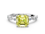 White gold Fancy Yellow Asscher  Solitaire Marquise Side Stone Prong Setting Ring_17