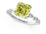 White gold Fancy Yellow Asscher  Solitaire Marquise Side Stone Prong Setting Ring_18