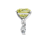 White gold Fancy Yellow Asscher  Solitaire Marquise Side Stone Prong Setting Ring_23