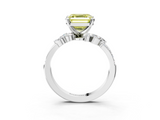 White gold Fancy Yellow Asscher  Solitaire Marquise Twist Band with Six-Prong Setting_3