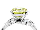 White gold Fancy Yellow Asscher  Solitaire Marquise Twist Band with Six-Prong Setting_4